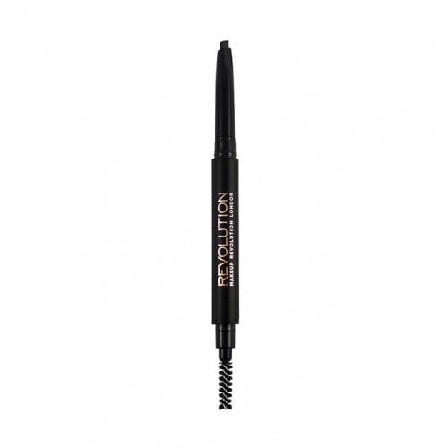Revolution Duo Eyebrow Pencil in Dark Brown with Grooming Brush