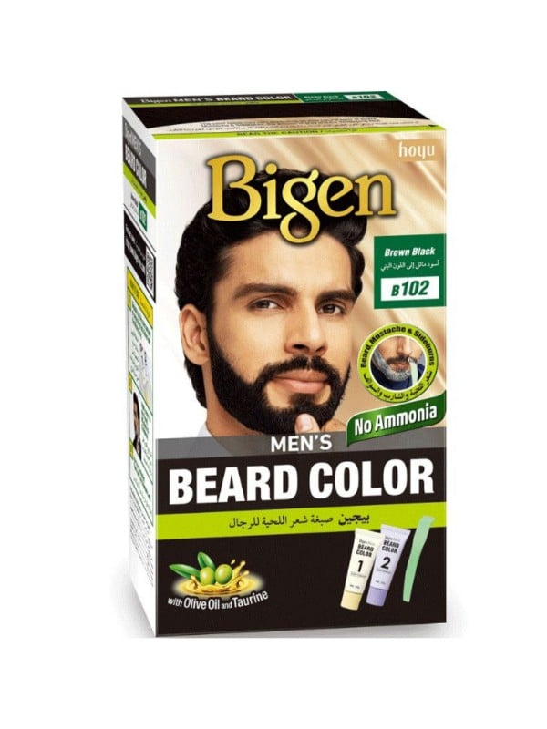 Black Beard Dye Ammonia-Free Gray Coverage Natural Look Bigen Men 40g