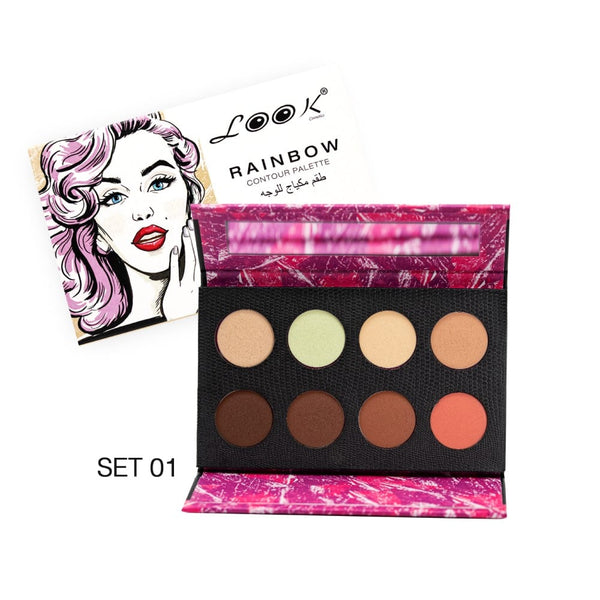 Look Contour Palette, 8 Color Rainbow Face Defining Set, Shade 01