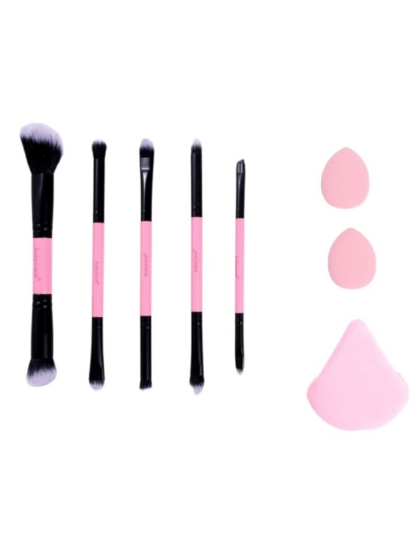 Real Techniques Foundation Brush Liquid Foundation Blending Ruby Face 8-Piece Pink