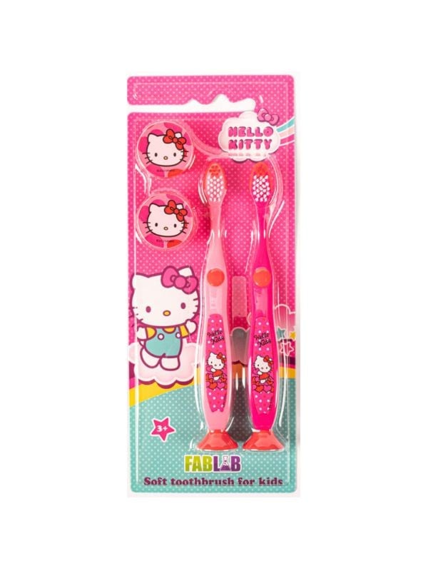 Hello Kitty Kids Toothbrush with Cover, 2 Pack, Ultra-Soft Bristles