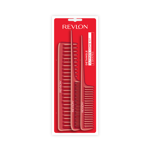 Revlon Ultimate Styling Comb Set for Detangling, Separating, and Defining Hair, 3 Pieces
