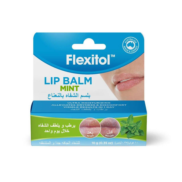 Flexitol Lip Balm Mint Concentrated Formula for Dry, Chapped Lips, 10g
