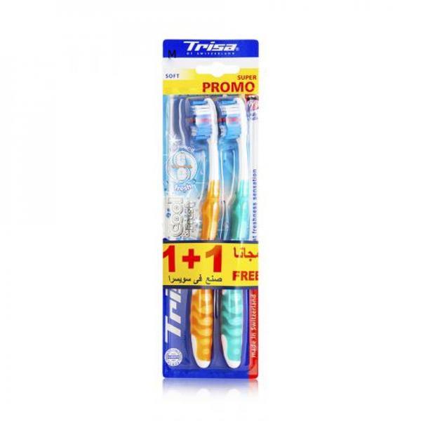 Trisa Cool & Fresh Toothbrush with Soft Bristles, 2 Pack