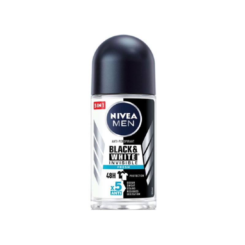 Nivea Men Black & White Fresh Roll-On Deodorant, 50ml