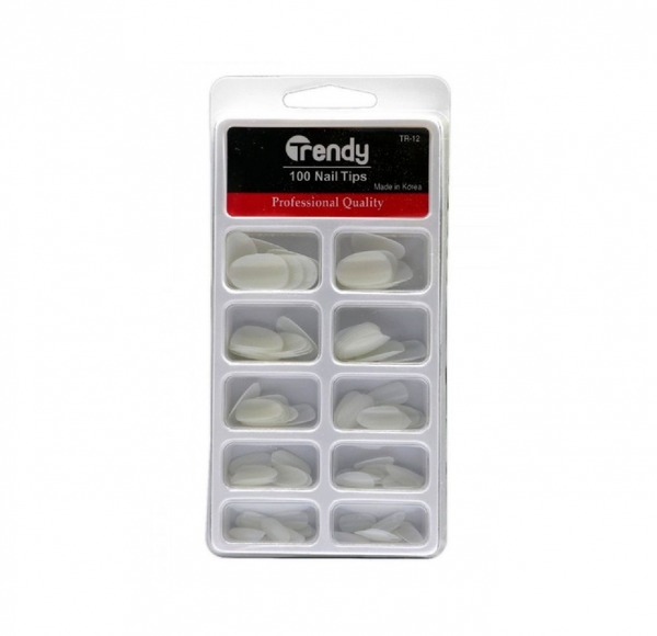 Trendy Artificial Nail Set, 100 Pieces, Assorted Sizes, Model TR12