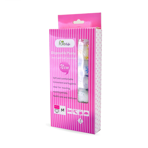 Pure Life Women's Cotton Panties - 7 Pack, Medium, for Travel & Menstrual Use