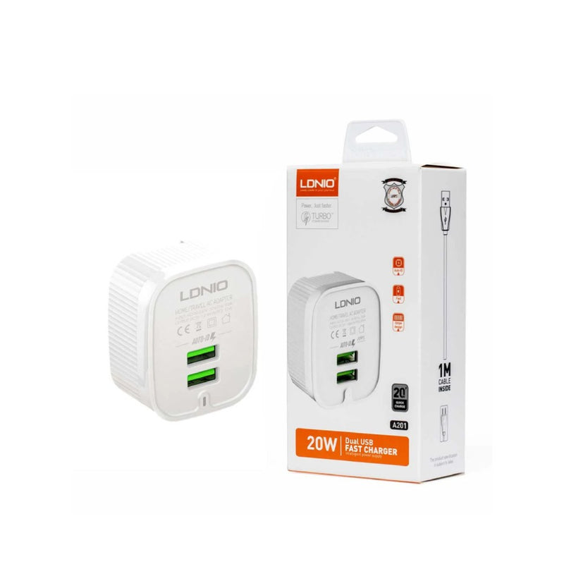 iPhone Wall Charger Fast Charging Safety Features LDNIO A201 1 Piece
