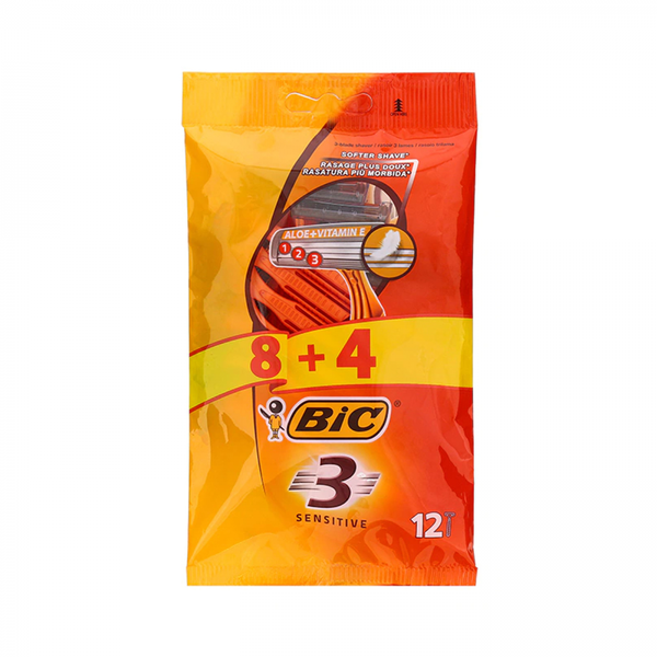 Bic Men's Razors 3-Blade Sensitive Skin, 12 Count