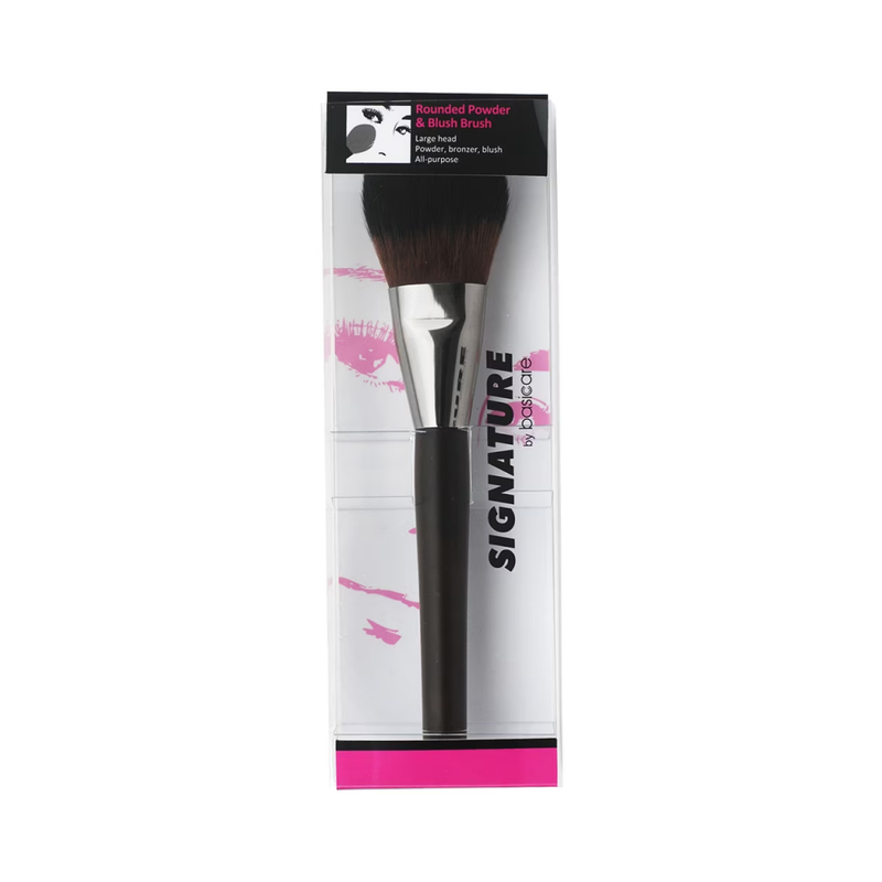 Basicare Signature Round Powder Brush, Blush Application, Synthetic Bristles