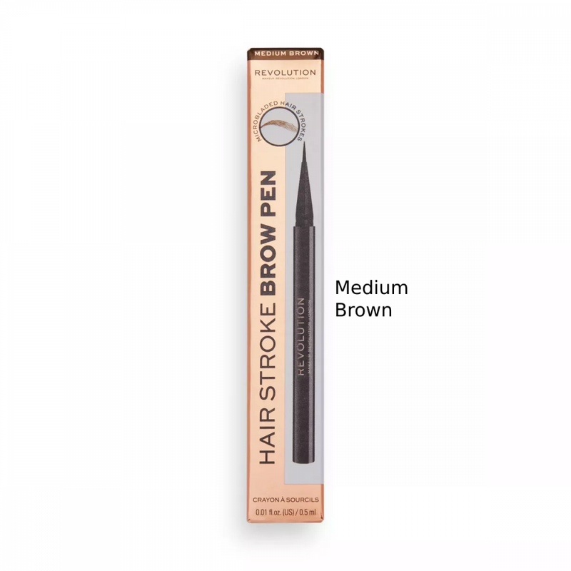 Revolution Makeup Hair Stroke Eyebrow Pencil, Medium Brown