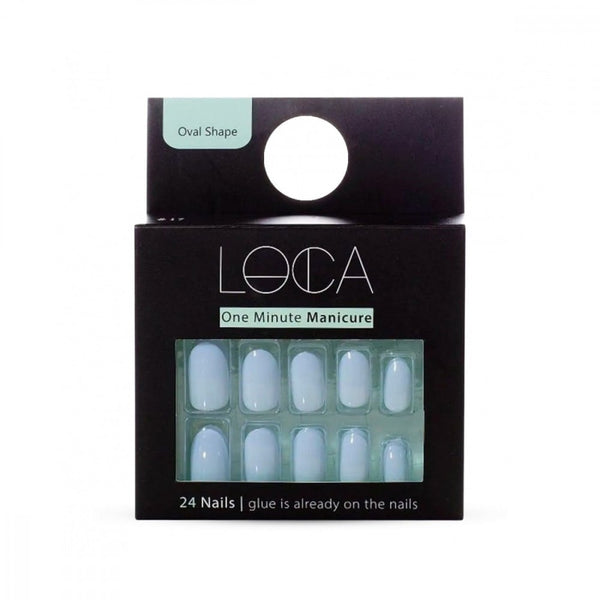 Luca Self-Adhesive Artificial Nails, Oval, Baby Blue, 24 Count