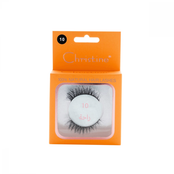 Christine Natural Hair Eyelashes, 10 Pairs, Lightweight Strip Lashes