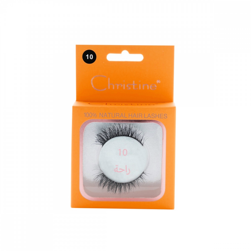Christine Natural Hair Eyelashes, 10 Pairs, Lightweight Strip Lashes