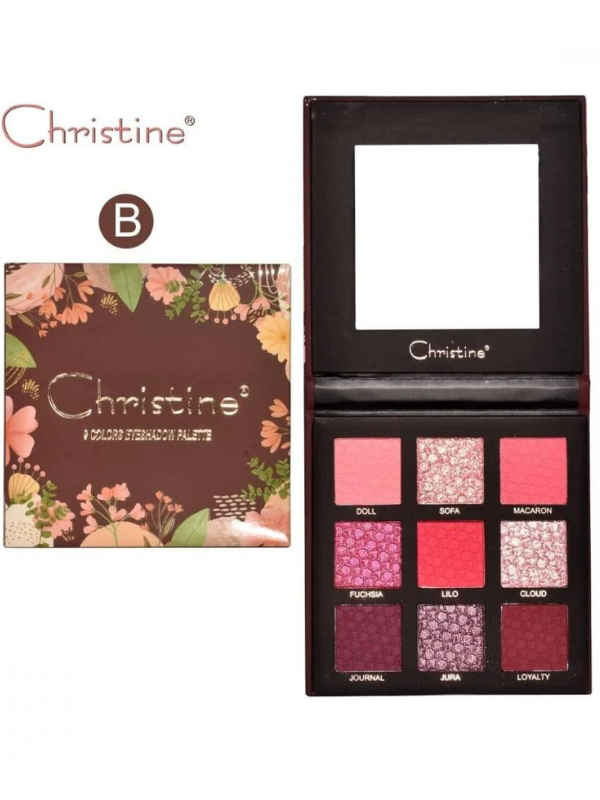 Christine 9 Color Eyeshadow Palette - 12.5g, Silky Texture