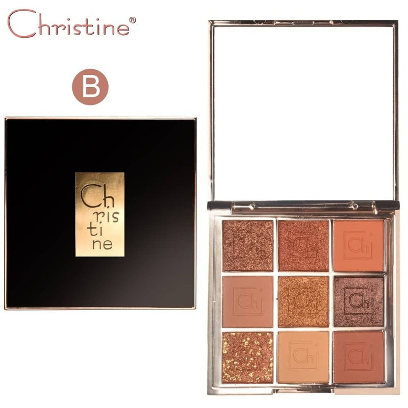 Eyeshadow Palette 9-Color Pigmented Matte Metallic Finish Christine 1 Piece