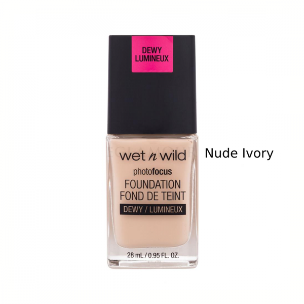 Wet n Wild Photo Focus Dewy Foundation, Full Coverage, Nude Ivory, 28ml