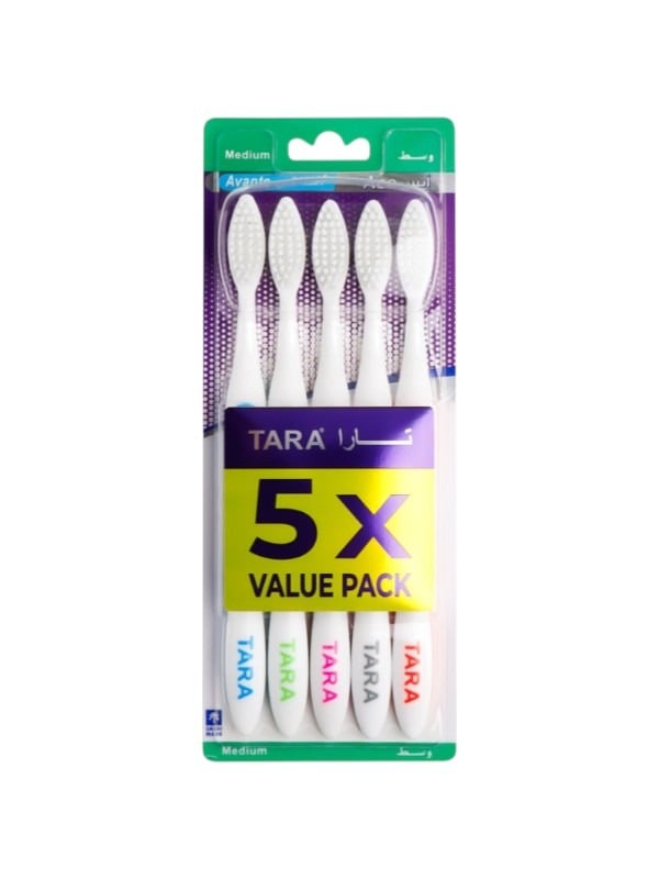Medium Toothbrush for Plaque Removal Ice Tara 5 Pack