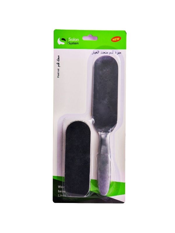Salon System Foot File with Stainless Steel Handle for Callus Removal