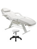 Salon System Mobile White Beauty and Massage Chair with Wheels