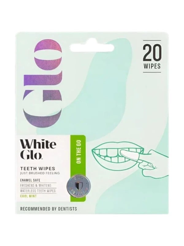 Teeth Wipes Fresh Breath Cool Mint White Glo 20 Wipes