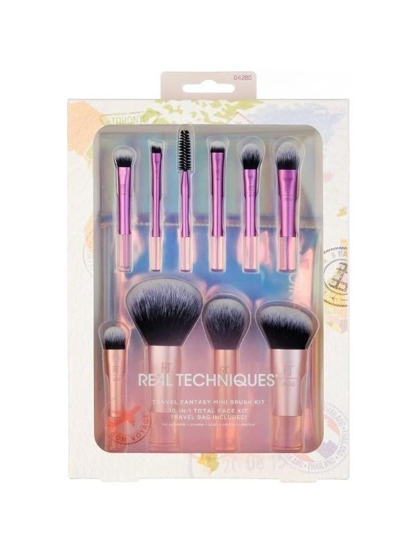 Mini Travel Makeup Brush Set Portable 10 Piece Kit Real Techniques