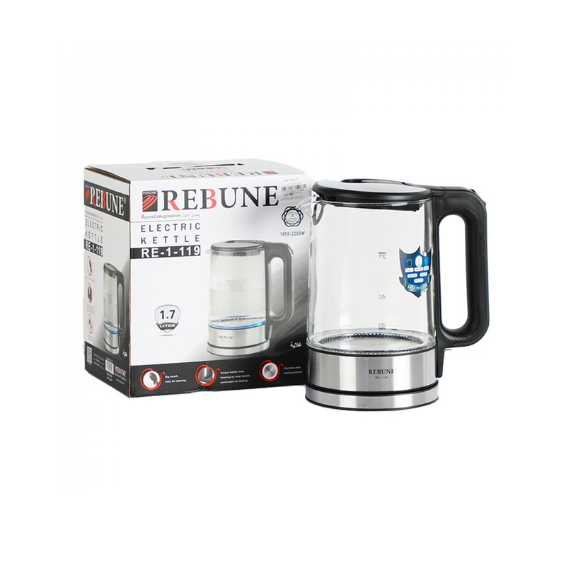 Rebune Electric Kettle Borosilicate Glass 1.7 Liter RE-1-119