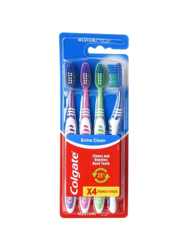 Colgate Extra Clean Toothbrush 4 Pack Deep Cleaning Plaque Removal