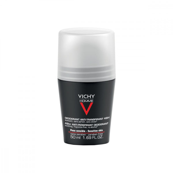 Vichy Men 48H Roll-On Antiperspirant Deodorant, Sensitive Skin, 50ml