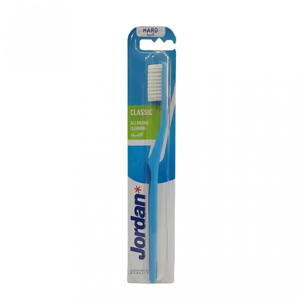 Jordan Classic Hard Toothbrush, Oval Head, Round Bristles, Assorted Colors
