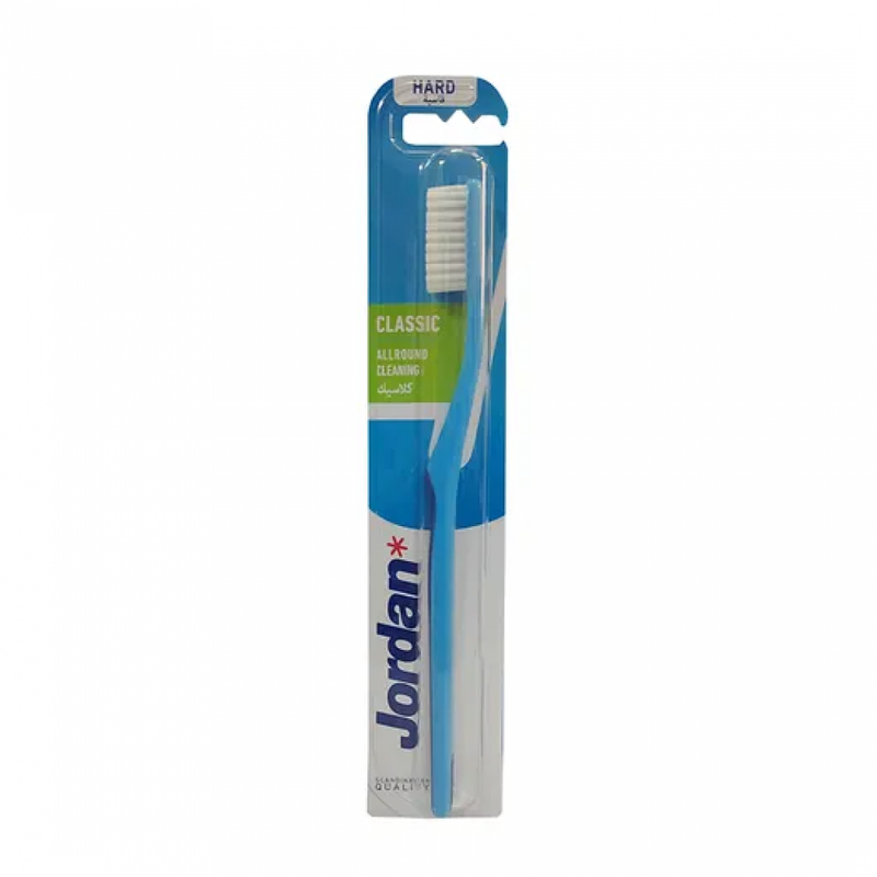 Jordan Classic Hard Toothbrush, Oval Head, Round Bristles, Assorted Colors