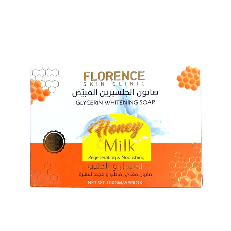 Florence Glycerol Soap with Honey and Milk for Whitening and Moisturizing, 100g
