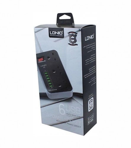 Ldnio Power Strip AE7, 3 AC Outlets, 6 USB Ports, 3.4A Fast Charging