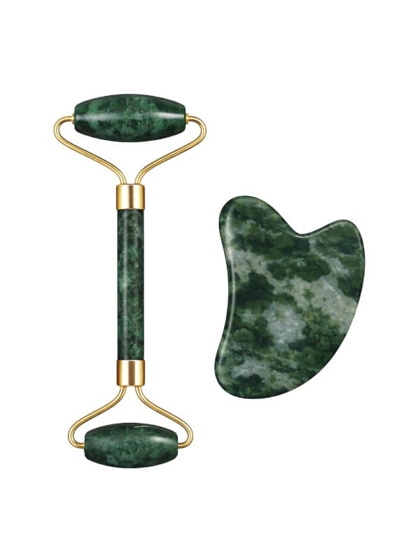 Real Beauty Facial Massage Tool Set - Green Jade, 2 Pieces