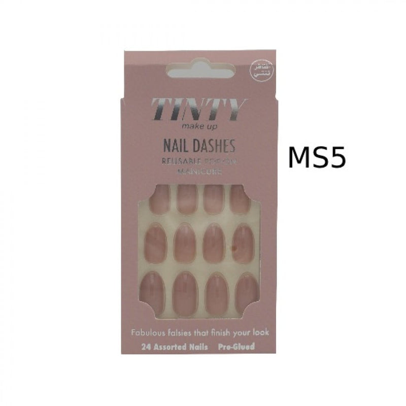 Tinty Artificial Nail Set, French Cut, 24 Pieces, Self-Adhesive, MS5