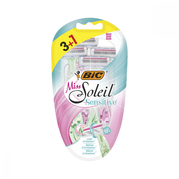 Bic Miss Soleil Sensitive Razor Blades Aloe Vera 3-Blade 4 Count