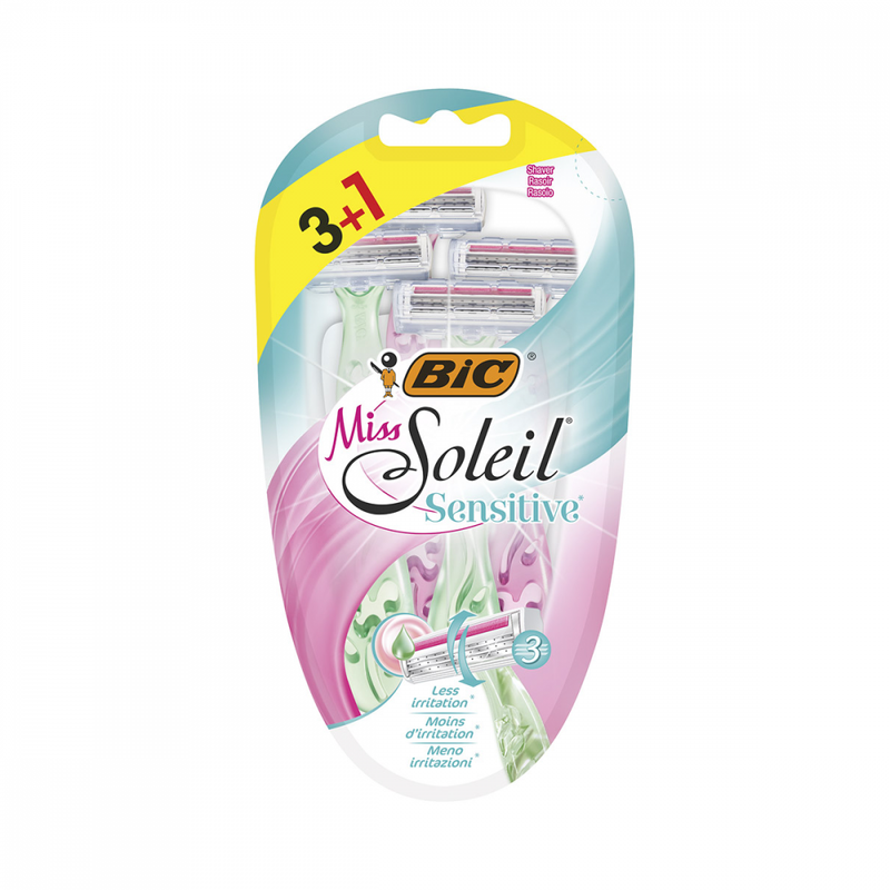 Bic Miss Soleil Sensitive Razor Blades Aloe Vera 3-Blade 4 Count