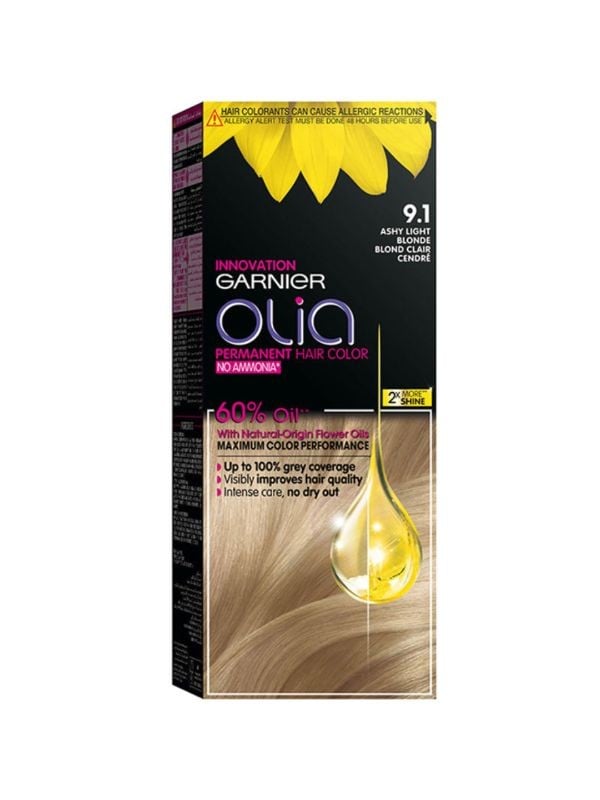 Permanent Hair Dye Light Ash Blonde Ammonia-Free Garnier 9.1