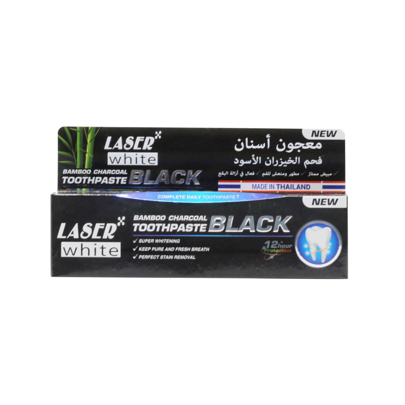 Laser White Bamboo Charcoal Toothpaste for Whitening, Enamel Safe, 100g