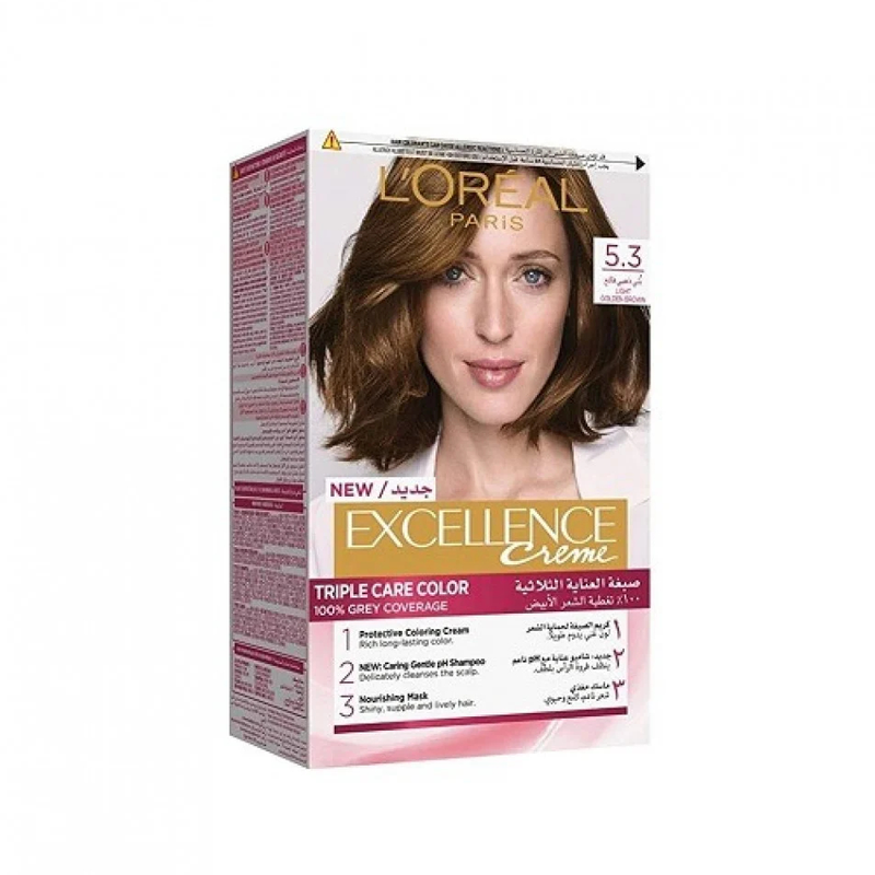L'Oreal Paris Excellence Permanent Hair Color 5.3 Light Golden Brown