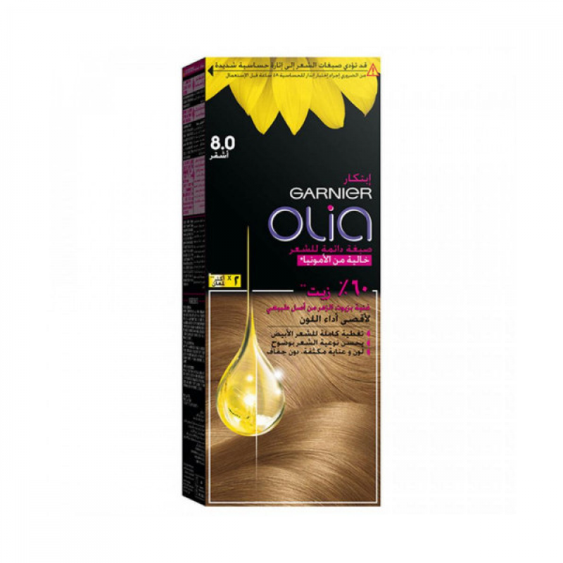 Garnier Olia Ammonia-Free Permanent Hair Color, Blonde 8.0, 112ml