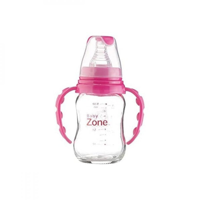 Baby Zone Glass Feeding Bottle 120ml with Soft Teat