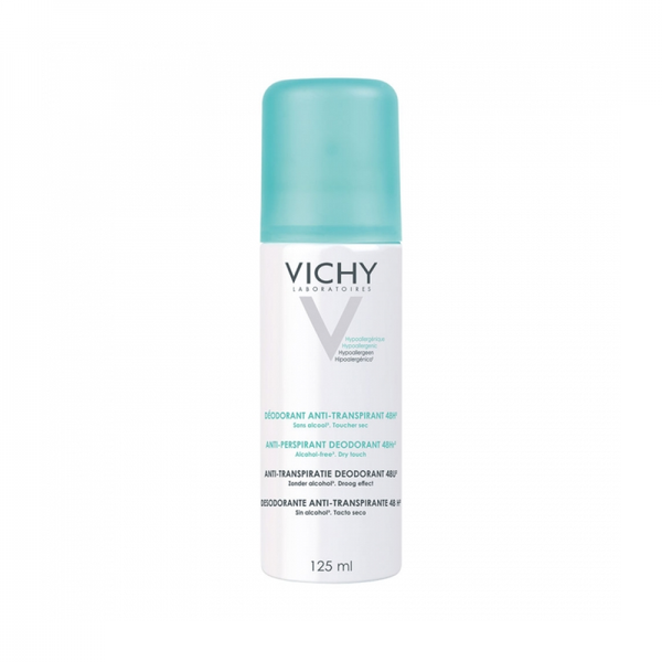 Vichy Intensive Antiperspirant Spray for Sensitive Skin, 48-Hour Protection, 125ml