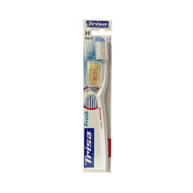 Trisa Stiff Bristle Toothbrush for Deep Teeth, Gum, and Tongue Cleaning