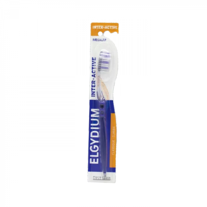 Interactive Solid Toothbrush Rounded Bristles Ergonomic Handle ELGYDIUM