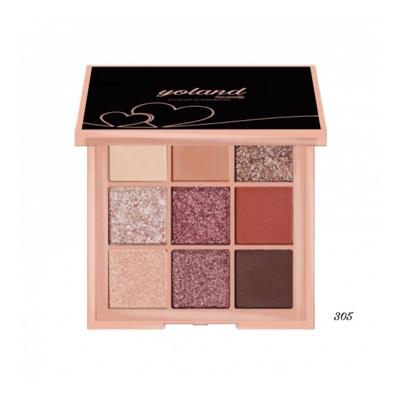 Eyeshadow Palette 9 Shades Shimmer Pigmented YB305 Yolande Beauty 15g