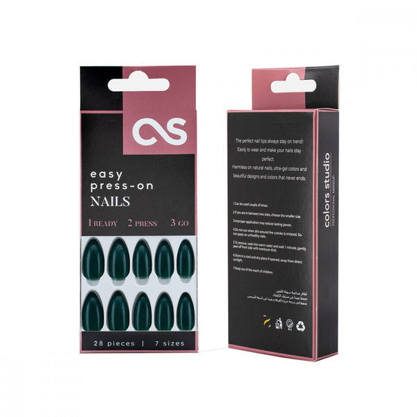 Colors Studio Press-On Nails Green NT15 Reusable Gel Finish