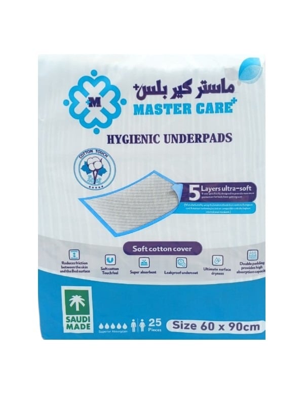 Master Care Hygienic Underpads, 60x90cm, 25 Count