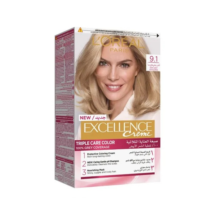 L'Oreal Paris Excellence Triple Protection Hair Color 9.1 Very Light Ash Blonde