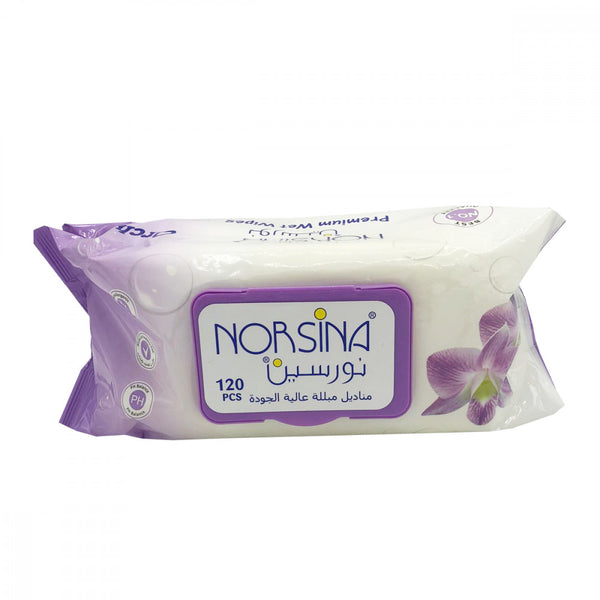 Norsina Orchid Moisturizing Wet Wipes, 120 Count